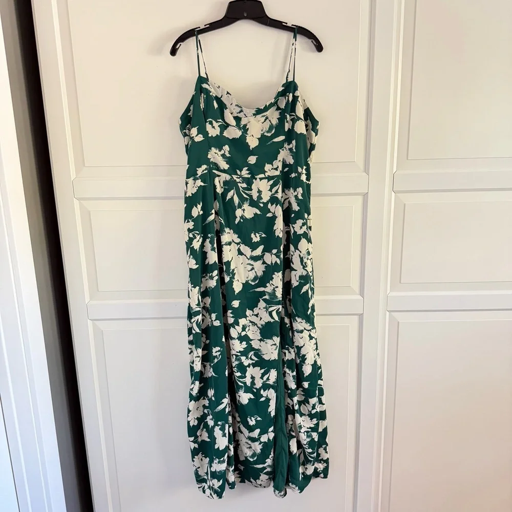 Abercrombie & Fitch Green Camille High-Slit Maxi Dress Size XLT 41245